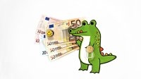 Animowany krokodyl i pieniądze